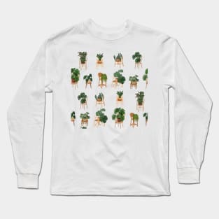 Trendy Plant Art, House Plants Pattern 1 Long Sleeve T-Shirt